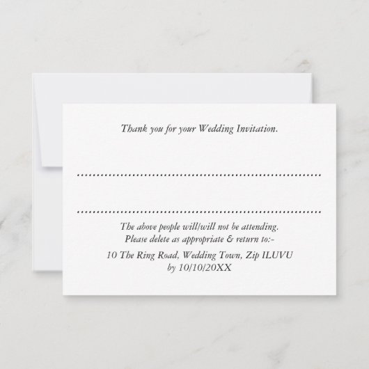 かわいい花嫁 |新郎結婚の猫の出欠パーソナライズされた確認 出欠カード (裏面)