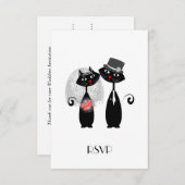 かわいい花嫁 | 新郎 ウェディング ネコ 個人用 RSVP (正面/裏面)