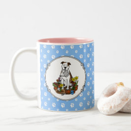 かわいい花庭師ピットブル（リットブリンドルホワイト3） ツートーンマグカップ