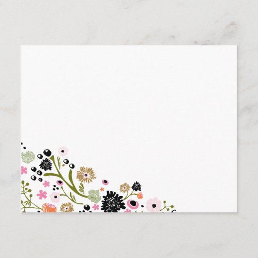 かわいい花束の方向情報カード招待状 エンクロージャーカード (裏面)