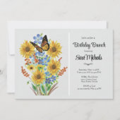 かわいい花束の誕生日ランチ招待状 招待状 (正面)