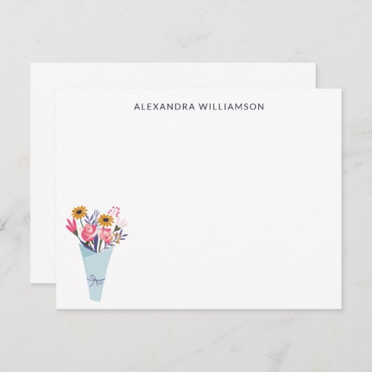 かわいい花束文具パーソナライズされた。 ノートカード (正面/裏面)