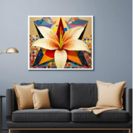 かわいい花束 ユリ プリント可能 ポスター