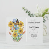 かわいい花束 誕生日ランチ 招待状 (スタンド正面)