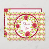 かわいい花柄のありがとう ポストカード (正面/裏面)