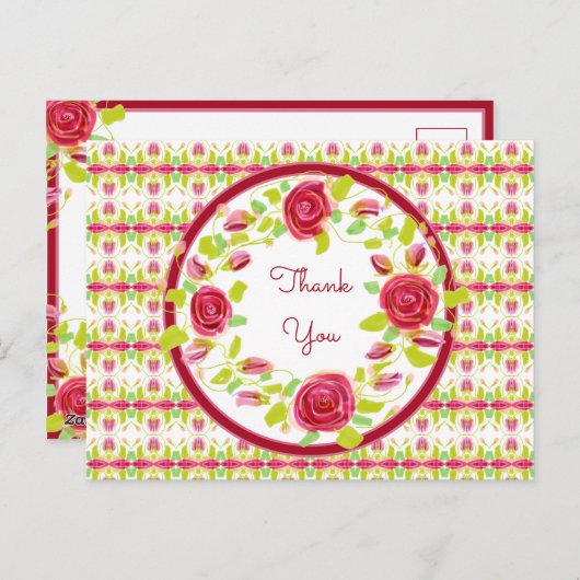 かわいい花柄のありがとう ポストカード (正面/裏面)