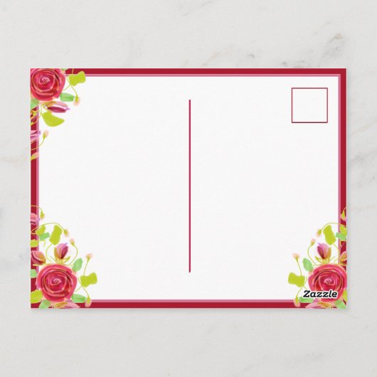 かわいい花柄のありがとう ポストカード (裏面)