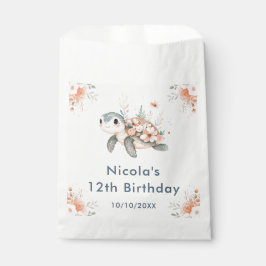 かわいい花柄のカメの誕生日パーティー フェイバーバッグ