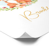 かわいい花柄のキツネの動物の幼児部屋用名前ウォールアート ポスター (角)