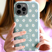 かわいい花柄のセージグリーンのリリー模様のモノグラム Case-Mate iPhoneケース