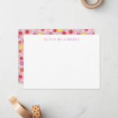 かわいい花柄のドitsy子供用メモカード ノートカード (正面/裏面インサイチュ)