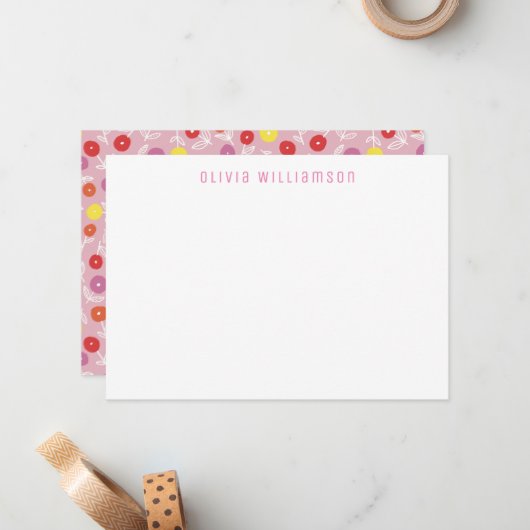 かわいい花柄のドitsy子供用メモカード ノートカード (正面/裏面インサイチュ)