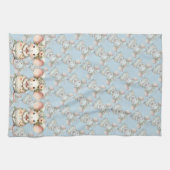 かわいい花柄のネズミのドレスと花冠 キッチンタオル (横)