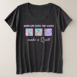 かわいい花柄のパッチワーク模様 パステルカラー プラスサイズTシャツ