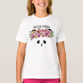 かわいい花柄のパンダの女の子 キッズTシャツ Tシャツ (正面)