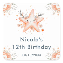 かわいい花柄のヒトデの誕生日パーティー