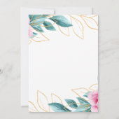 かわいい花柄のピンクゴールドの結婚式招待状 招待状 (裏面)