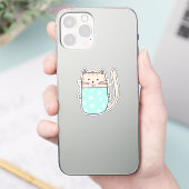 かわいい花柄の猫のイラスト シール (スマートフォン)