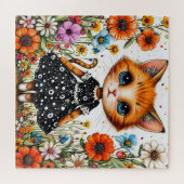 🐱🌸 かわいい花柄の猫パズルギフト ✨ ジグソーパズル (横)
