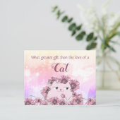 かわいい花柄の猫好きの引用 ポストカード (スタンド正面)