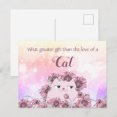 かわいい花柄の猫好きの引用 ポストカード (正面/裏面)