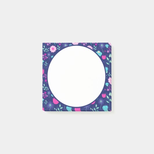 かわいい花柄の背景 ポストイット (正面)
