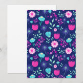 かわいい花柄の背景 招待状 (正面/裏面)