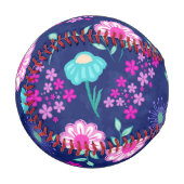かわいい花柄の背景 野球ボール (正面左)