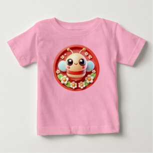 🐝 かわいい花柄の赤ちゃん服にぴったりなキャラクタービーギフト 🐝 ベビーTシャツ