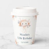 かわいい花柄クラゲの誕生日パーティー 紙コップ (裏面)