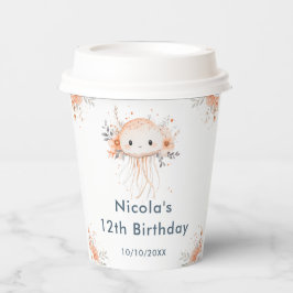 かわいい花柄クラゲの誕生日パーティー 紙コップ