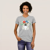 かわいい花柄コアラの水彩画 Tシャツ (正面フル)