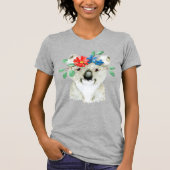 かわいい花柄コアラの水彩画 Tシャツ (正面)