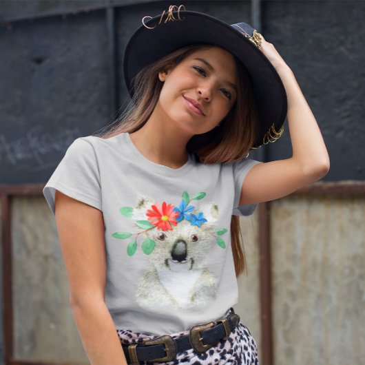かわいい花柄コアラの水彩画 Tシャツ