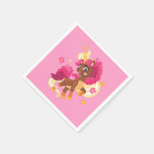  かわいい花柄ユニコーン スタンダードカクテルナプキン (角)