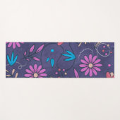 かわいい花柄紫グランジの背景 | ヨガマット (正面(横))