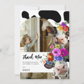 かわいい花柄 サンクス ムー コー 誕生日 サンキューカード (正面)