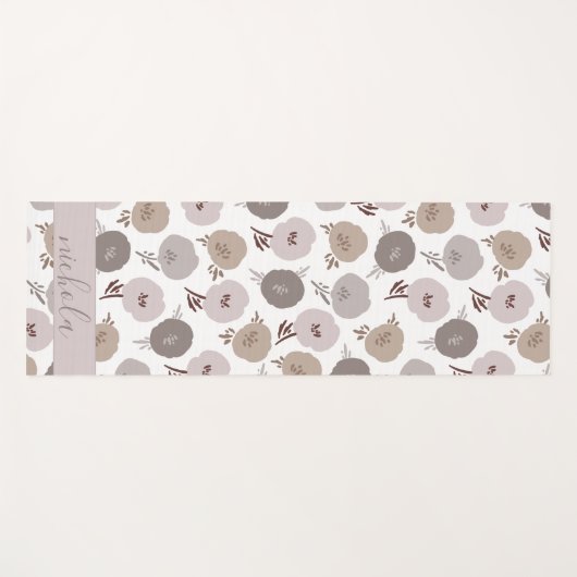 かわいい花模様グレーバイオレット ヨガマット (正面(横))