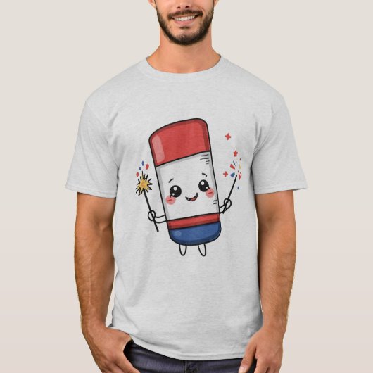 かわいい花火の4th July Tシャツ (正面)