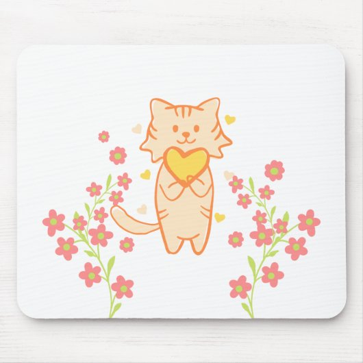 かわいい花猫 マウスパッド (正面)