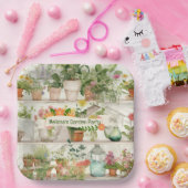 かわいい花瓶ガーデンプラントウォーターカラーパーティー ペーパープレート (パーティー)