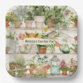 かわいい花瓶ガーデンプラントウォーターカラーパーティー ペーパープレート (正面)