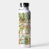 かわいい花瓶ガーデンプラントウォーターカラーモノグラム ウォーターボトル (右面)