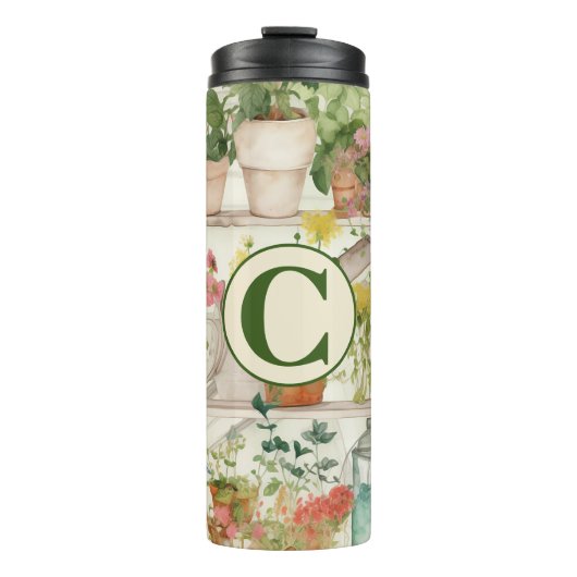 かわいい花瓶ガーデンプラントウォーターカラーモノグラム タンブラー (正面)