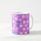 かわいい花紫色のパターン コーヒーマグカップ (正面右)