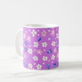 かわいい花紫色のパターン コーヒーマグカップ (正面左)
