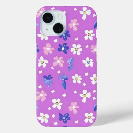 かわいい花紫色のパターン Case-Mate iPhoneケース (裏面)