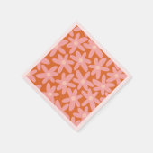 かわいい花花オレンジとピンク色の花柄 スタンダードカクテルナプキン (角)