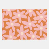 かわいい花花オレンジとピンク色の花柄 ラッピングペーパーシート (正面)