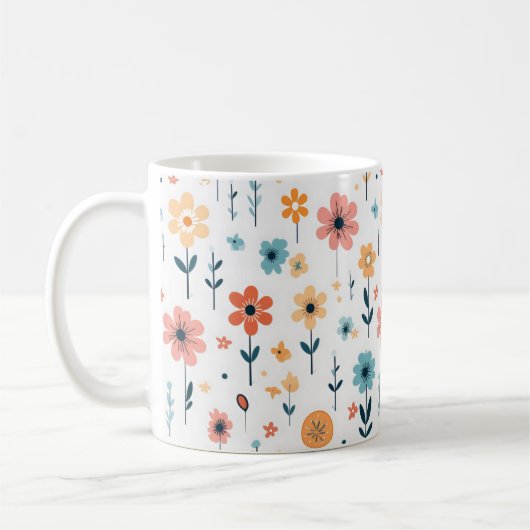 かわいい花花柄 コーヒーマグカップ (左)